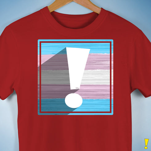 Transgender Pride Flag Exclamation Point Premium Unisex T-Shirt - Red